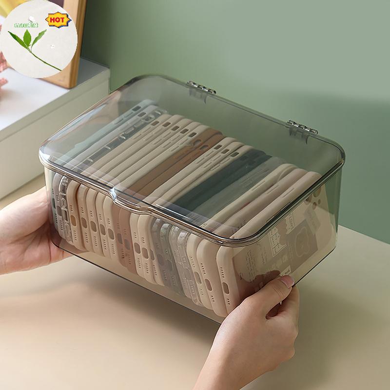 Mud อะคริลิค Sundries ตะกร้าเก็บเคสโทรศัพท์ Ins โปร่งใสเคสโทรศัพท์ Organizer กล่องเก็บพร้อมฝาปิด Home Desktop EN