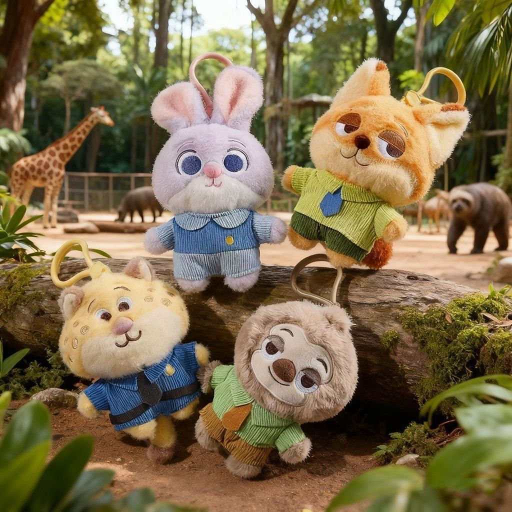 พวงกุญแจ disney ตุ๊กตากระต่ายจูดี้น่ารักน่ากอดของเล่นตุ๊กตาผ้าพลัชชุดอุปกรณ์ตกแต่งกระเป๋าสุนัขจิ้งจอกพวงกุญแจตุ๊กตา