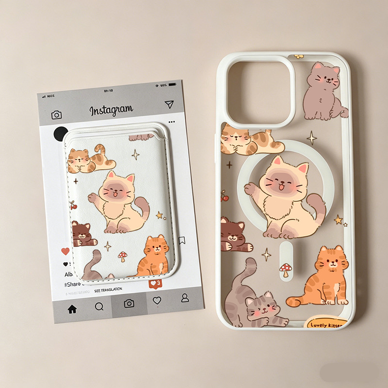เคสใสแม่เหล็กแมวอ้วนใหญ่สําหรับ iPhone 17 Pro Max 17 Pro, ฝาครอบกันกระแทกแบบบางป้องกันการเหลือง