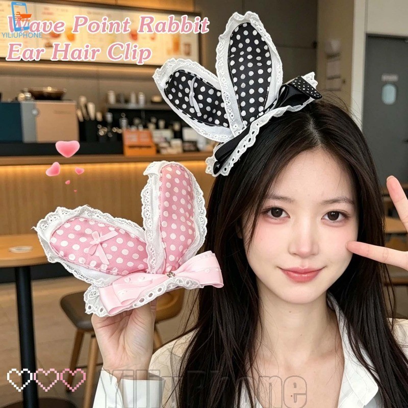 [Bless] 2-1 PC Rabbits Ear Bowknot Dotted กิ๊บติดผม-สําหรับสาว-คอสเพลย์Props-Lolita Bow Hairpins-หูห