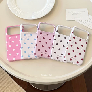 Matte Soft Film Phone Case Stylish Candy Polka Dot Magnetic สําหรับ iPhone 17 Pro 16 15 14 13 Phone Protection
