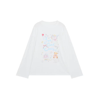 KYO 🌸【พร้อมส่ง】เกาหลีสไตล์ เสื้อยืดเเขนยาว ผู้หญิง พิมพ์ลาย "Free cind casy" OVERSIZE ผ้าฝ้าย 100% โคตรนุ่ม เสือใส่สบาย