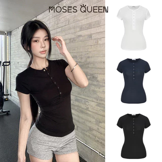 < MOSESQUEEN > เสื้อผ้าสตรี กระโปรงสั้นแขนสั้น คอฮันเลย์ ฤดูร้อน สีหลายเฉด แบบบาง ใส่ได้หลากหลาย #63375