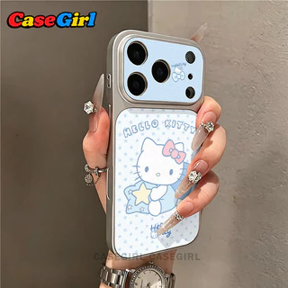 เคสไอโฟน17 เหมาะสำหรับ iPhone 11 15 16 12 14 13 Pro Max 16 14 15 Plus เคสกรอบเลนส์ใหญ่ ลาย Hello Kitty ดาวสีฟ้า น่ารัก