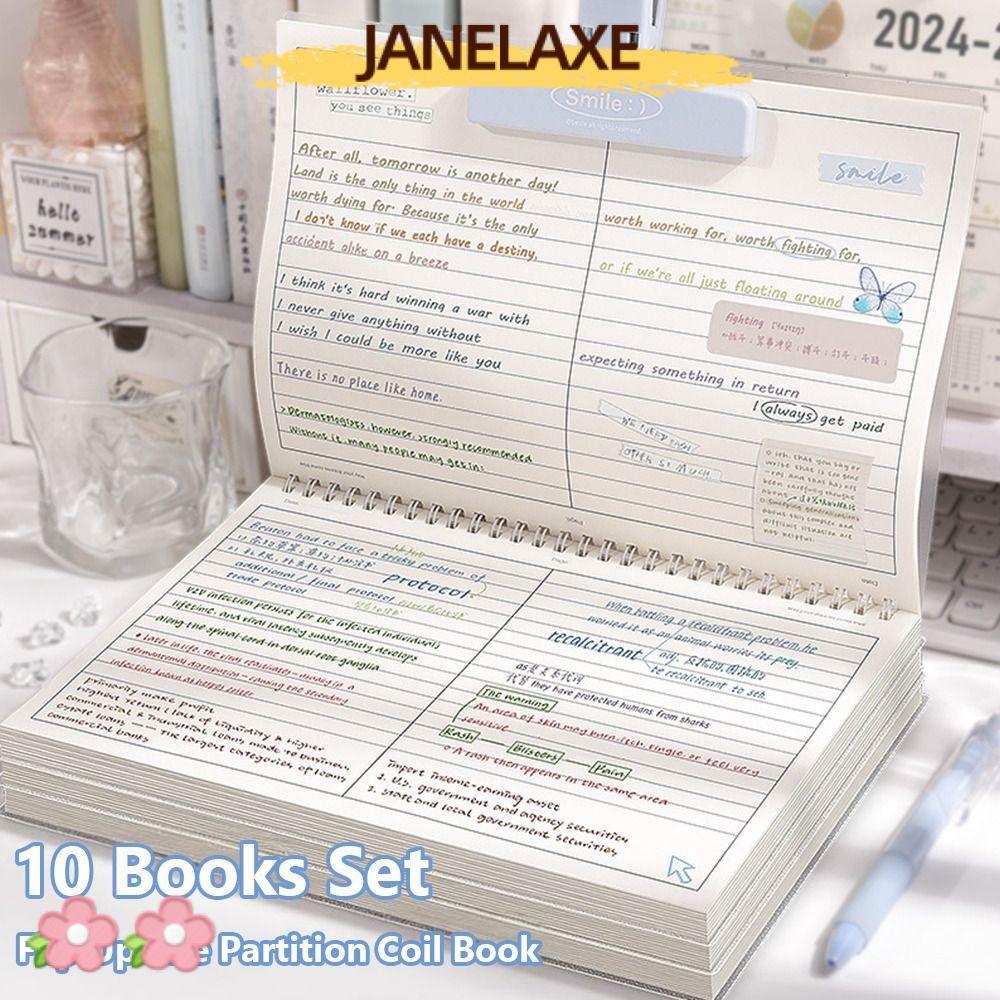 JANELAXE932JN B5 Notepad, ตาราง/เส้นแนวนอน Thicken Paper Coil Notebook, Simple Partition Design Flip-up Notepad สํานักงานโรงเรียน