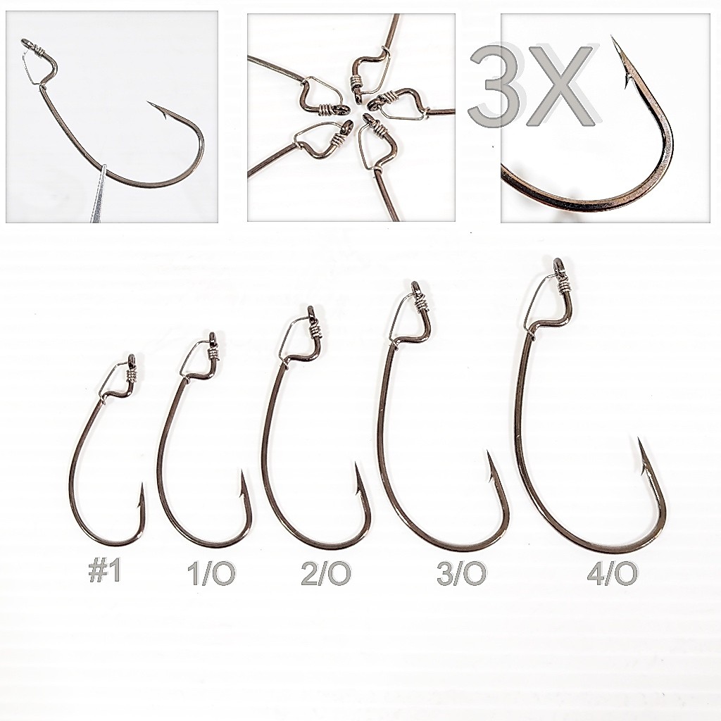 เบ็ดมีกันเหยื่อรูด ตัวเบ็ด Worm Hook ตัวเบ็ดเท็กซัดคมเข็ง 3X สำรับงานเยื่อยาง ปลายาง