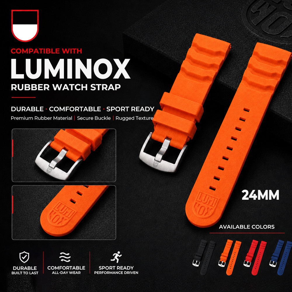 สายนาฬิกายาง 24mm ผิวแมตต์ลายเม็ดทราย สำหรับ LUMINOX Navy SEAL 3749 3747 3251 สายซิลิโคนหนา