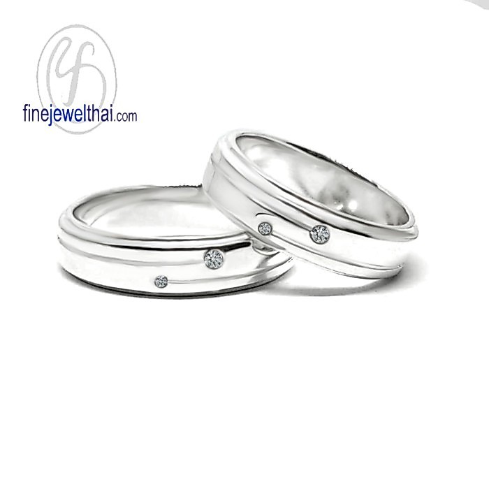 Finejewelthai แหวนคู่ เงินแท้ ฝังเพชร-Couple Diamond CZ Ring-RC3081cz (เลือกไซส์และสีตัวเรือนได้)