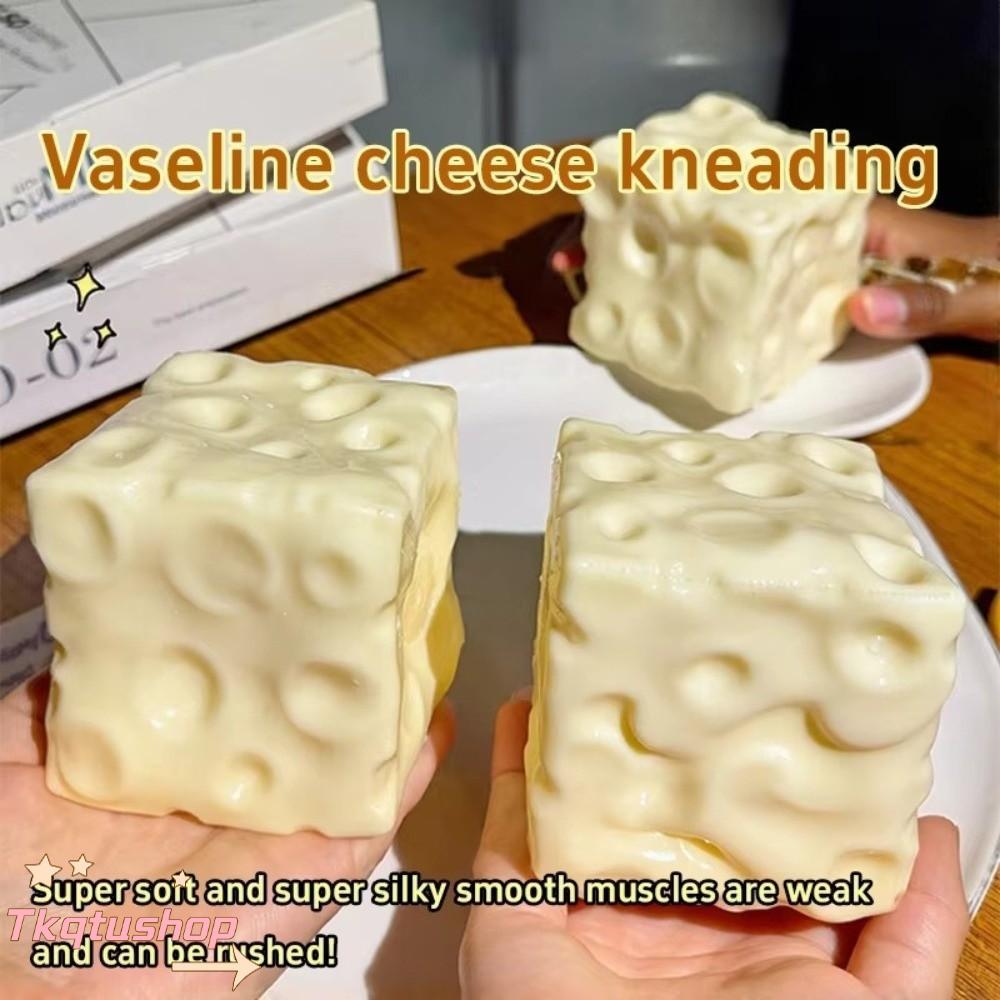 IMIHAN1 Jumbo Cheese Cube Stress Ball, Non-Bounce Squishy Texture ของเล่นหยิกชีส, นวดรูปร่างได้ Anti-Stress ASMR Sensory Stress ของเล่นความเครียดบรรเทา