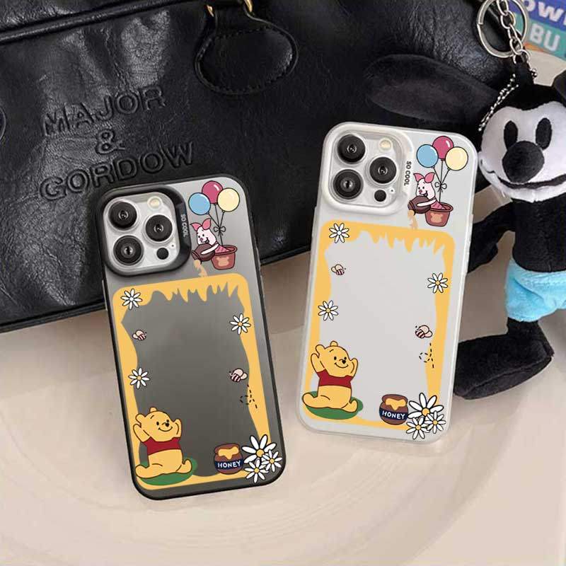 เคสไอโฟนลายหมีพูห์สุดน่ารัก สไตล์มินิมอล สีเหลืองสดใส กันกระแทกพรีเมียม สำหรับ iPhone16 15ProMax 14Plus 13 12 11 XS Max