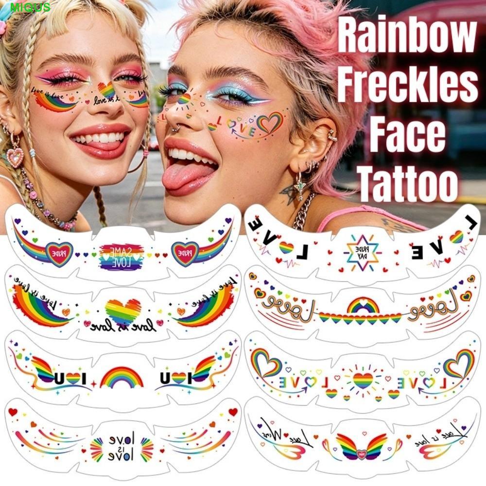 MIQUS Rainbow Freckle Face Tattoo, Facial Art Disposable Face Tattoos, Heart Long Lasting Waterproof