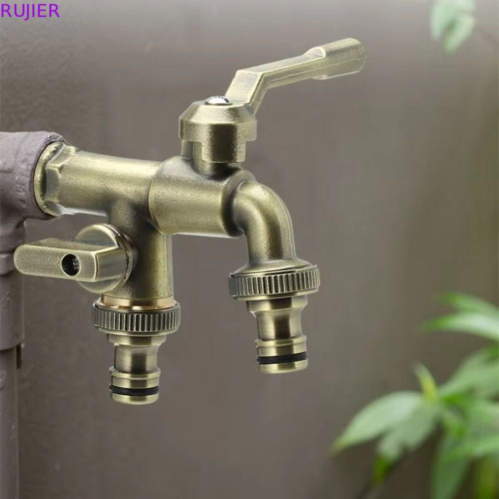 RUJIER ทั้งหมด-ทองแดงก๊อกน้ํา, Anti-freezing Dual Water Outlets ก๊อกน้ํากลางแจ้ง, Connector One Inle