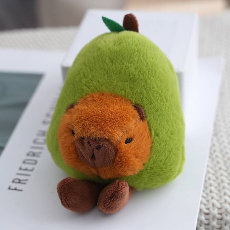 XOITR น่ารัก Avocado Capybara ตุ๊กตาพวงกุญแจจี้ของเล่นการ์ตูน Kawaii พวงกุญแจสําหรับผู้หญิงสาว Bapa อุปกรณ์ตกแต่งของขวัญ TH