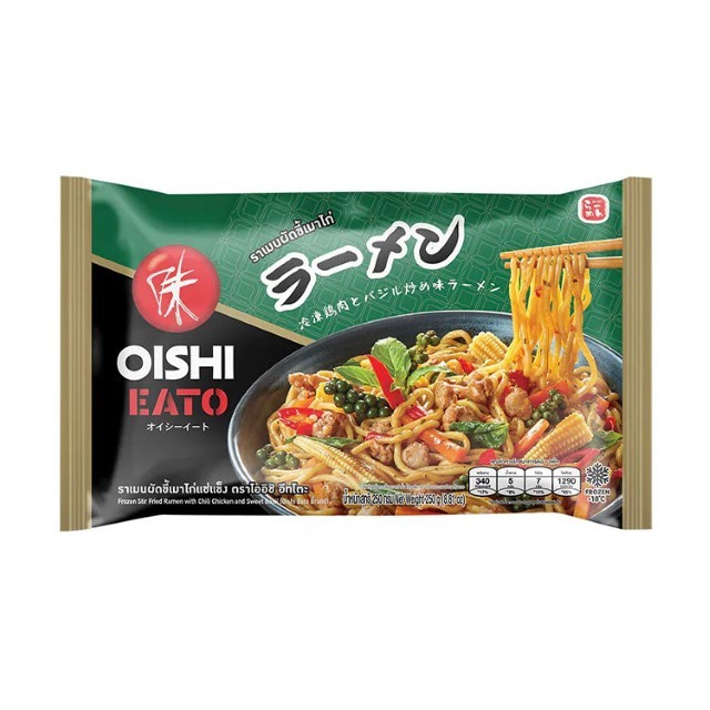 โออิชิ อีทโตะ ราเมนผัดขี้เมาไก่ Oishi Ramen Chicken Basil 250g.