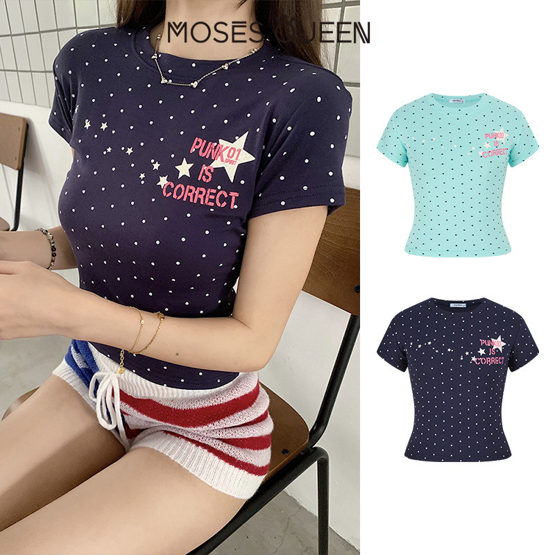 MOSESQUEEN تيشيرت نسائي منقط بحروف — صورة 2