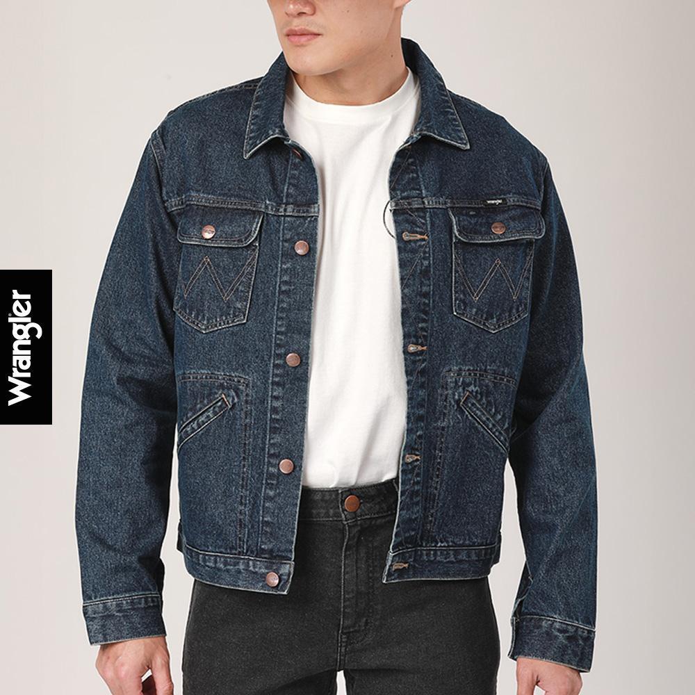 WRANGLER เสื้อแจ็กเก็ตผู้ชาย คอลเลคชั่น Biker Look ทรง Regular รุ่น WR F425MJKTN01 สียีนส์กลาง