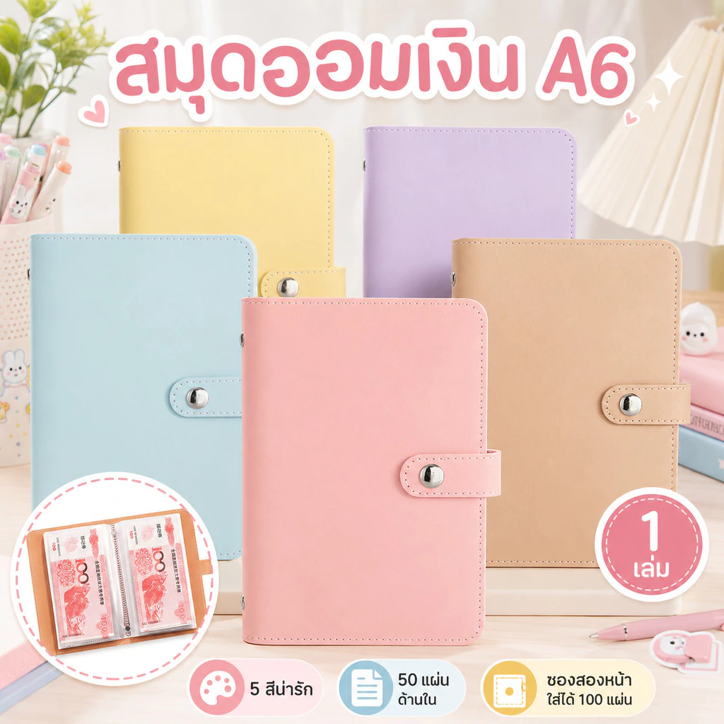 กระเป๋าเก็บเงินสด สมุดออมเงินพกพา กันน้ำ ใส่ธนบัตรได้ 100 ใบ ซองเก็บเงิน จัดระเบียบเงินสด พร้อมส่ง