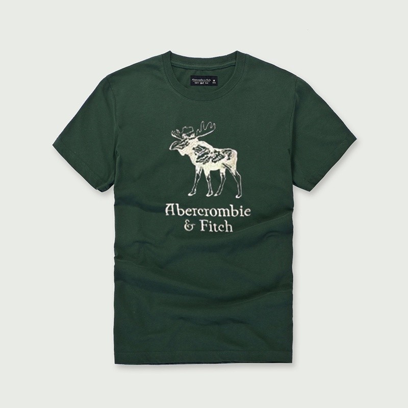 Abercrombie Fitch af แขนสั้นผู้ชายรอบคอผ้าฝ้ายบางกวางเดี่ยวเสื้อยืด DFS