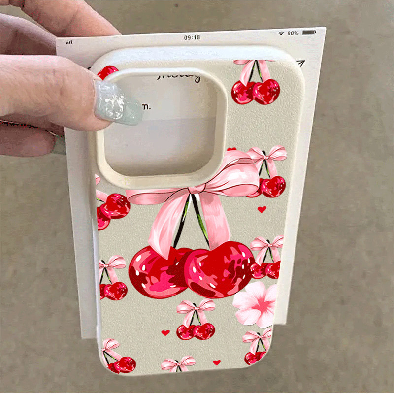 SAMSUNG น่ารักสีชมพูโบว์เชอร์รี่เคสโทรศัพท์สําหรับSamsung A17 A36 A37 A57 A06 A15 A56 A55 A35 A54 A26 4G A25 A52 A16 ฝาครอบซิลิโคน