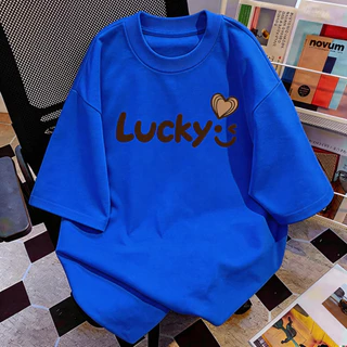 TEE·SHOP🍀 เสื้อยืด Oversize ' Lucky Smile ' สไตล์เกาหลี เท่ห์มาก ใส่ได้ทั้งชายหญิง ผ้านุ่มสบายตัวทั้งวัน รองรับ COD