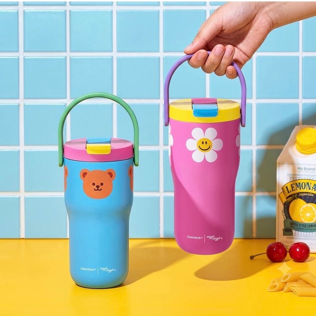 (รอ 3อาทิตย์) Glasslock x Wiggle / Handle Tumbler 500ml / แก้วสแตนเลส + หลอด เก็บความเย็น/ความร้อน