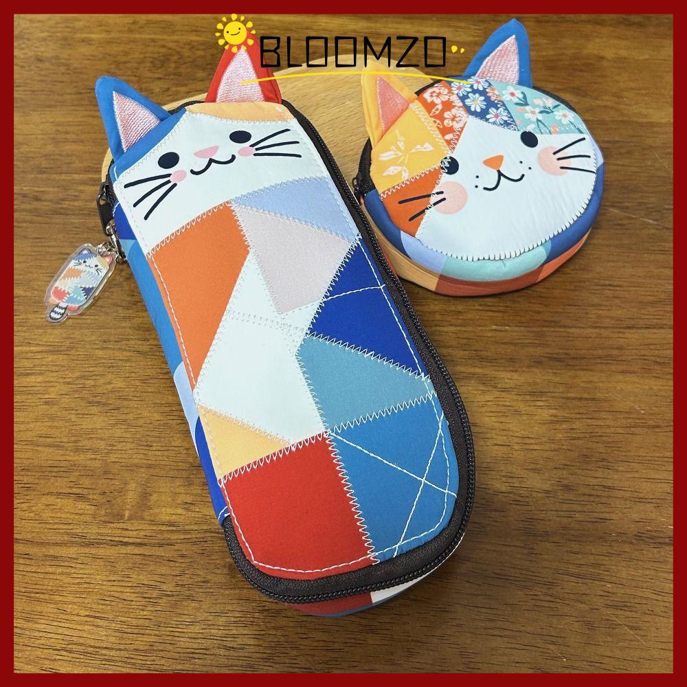 CODBLOOMZO กระเป๋าใส่เหรียญ, ซิปออกแบบ Patchwork กระเป๋าแต่งหน้า, ที่เก็บแมวกันน้ําผู้หญิงเด็กผู้หญิง