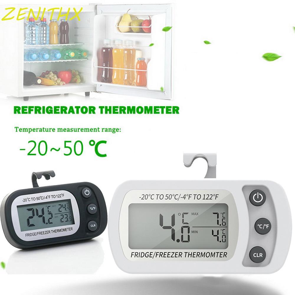 ZENITHX เครื่องวัดอุณหภูมิตู้แช่แข็งจอแสดงผล LCD กันน้ําตู้เย็นเครื่องมือครัวแม่เหล็กแบบพกพา