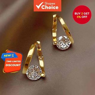 Zircon Earrings Korean Style Geometric Ear Clips Minimalist Niche Design Versatile for Women