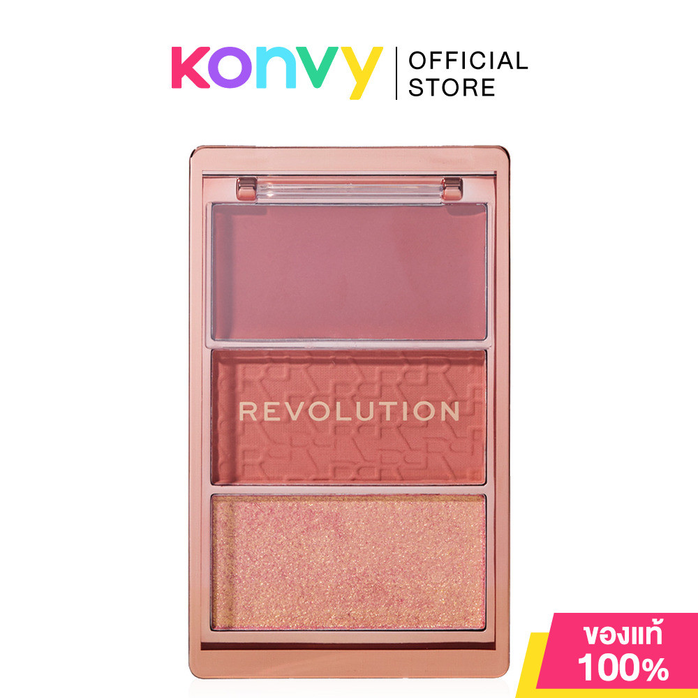 Makeup Revolution Icon Blush 9.8g #Aura Points Rose เมคอัพ รีโวลูชั่น พาเลทบลัชออน 3 เฉดสี.