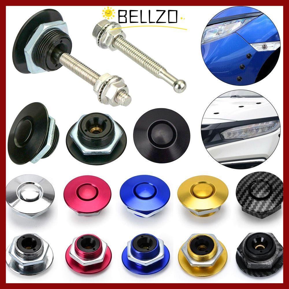 จัดส่งจากประเทศไทยBELLZO 1 ชิ้น หมุดฝากระโปรงกันชนหน้า, ชุดตัวอลูมิเนียมปุ่มกด, คลิปสลัก Quick Release อุปกรณ์เสริมในรถยนต์ เครื่องยนต์ Bonnet Lock