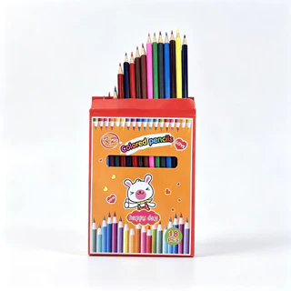 ดินสอสีไม้ 18 สี กล่องลายการ์ตูน สีสวยสดใส L-1884(ยกโหล12แพค)