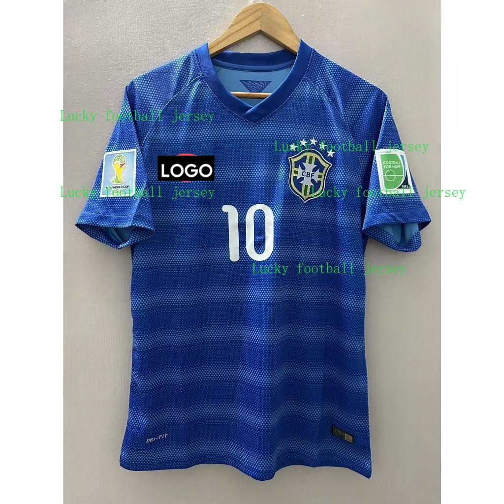 2014 Brazil Away NEYMAR JR T.SILVA คุณภาพสูง Retro Football Jersey เสื้อยืดแบบกําหนดเอง HULK MARCELO