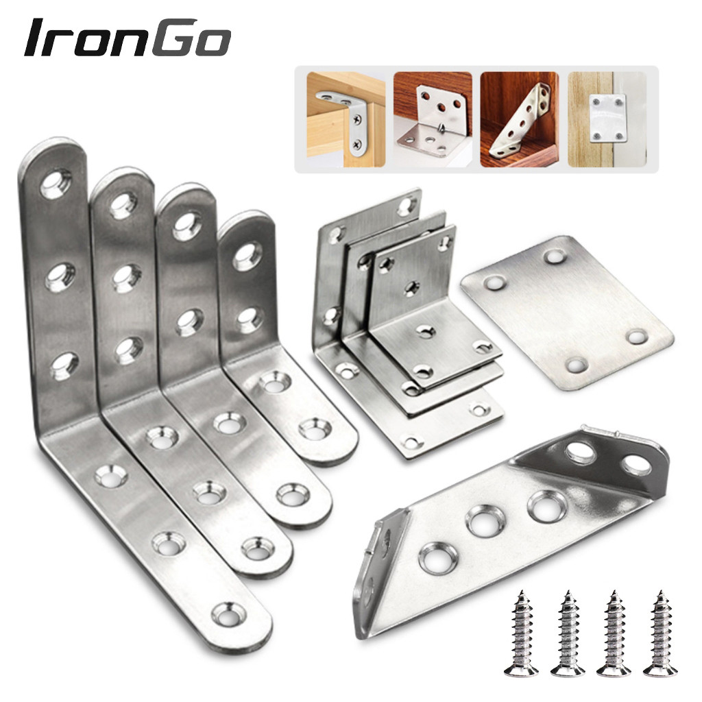 Corner Brackets Stainless Steel1-4ชิ้นตัวยึดข้อต่อรองรับชั้นเฟอร์นิเจอร์สแตนเลสสำหรับตู้เก้าอี้โต๊ะเ 1.97นิ้วพร้อมสกรู