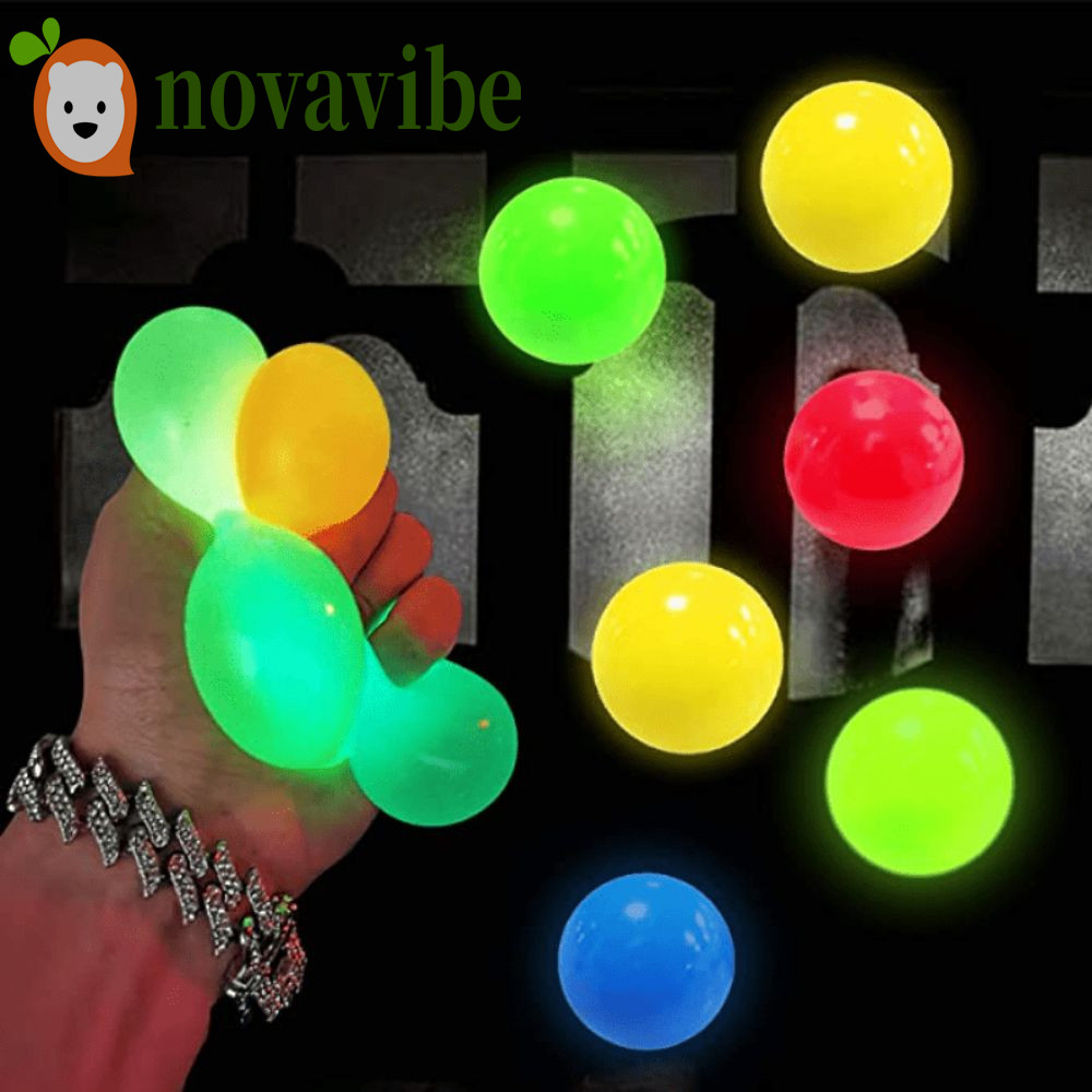 NOVAVIBE ของเล่นบีบเด็ก 2 ชิ้น, ผ่อนคลายช้า Rebound เรืองแสงในลูกบอลบีบสีเข้ม, ลูกบอลประสาทสัมผัสนุ่มเหนียว 3D ลูกบอลยืดแบบโต้ตอบของขวัญวันหยุด
