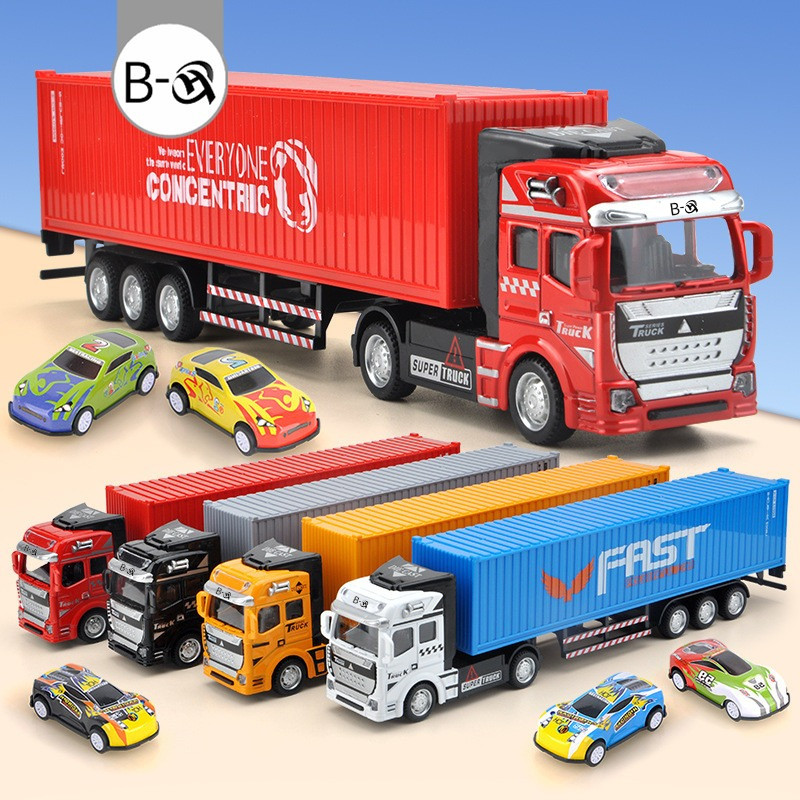BHQ โมเดลรถบรรทุก รถของเล่นเด็ก แบบดึงถอยหลัง ถอดออกได้ กันตก ภาชนะทําจากโลหะผสม