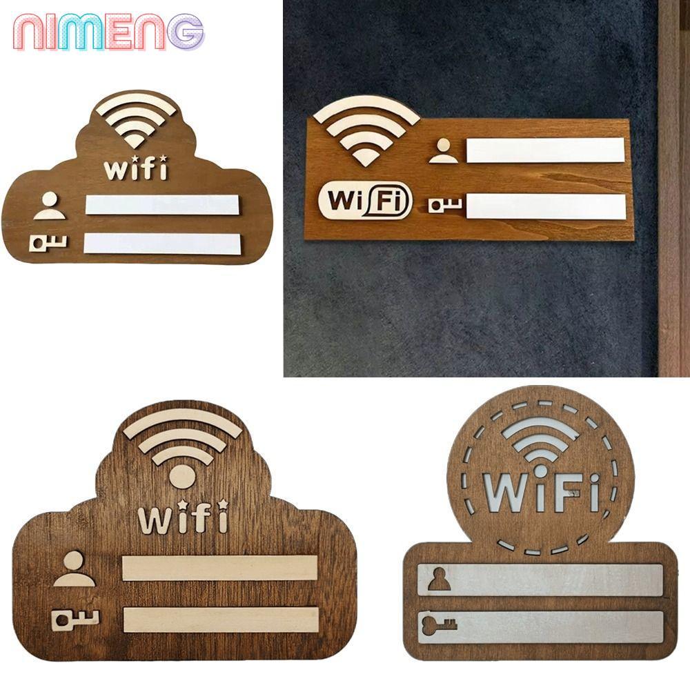 NIKENG WiFi สติ๊กเกอร์ติดผนัง,ป้ายรหัสผ่าน WiFi ไม้เขียนซ้ําได้,วินเทจอเนกประสงค์ใช้ลายมือติดผนังฉลาก WiFi ตกแต่งบ้าน