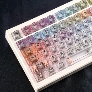MAIMOOO Rainbow Ballon PC Keycap MOA Profile 125 คีย์กระบวนการ UV Aula F75 F99 Ajazz AK820 เกียร์แสงสีสันไล่ระดับสีไทย Keycaps