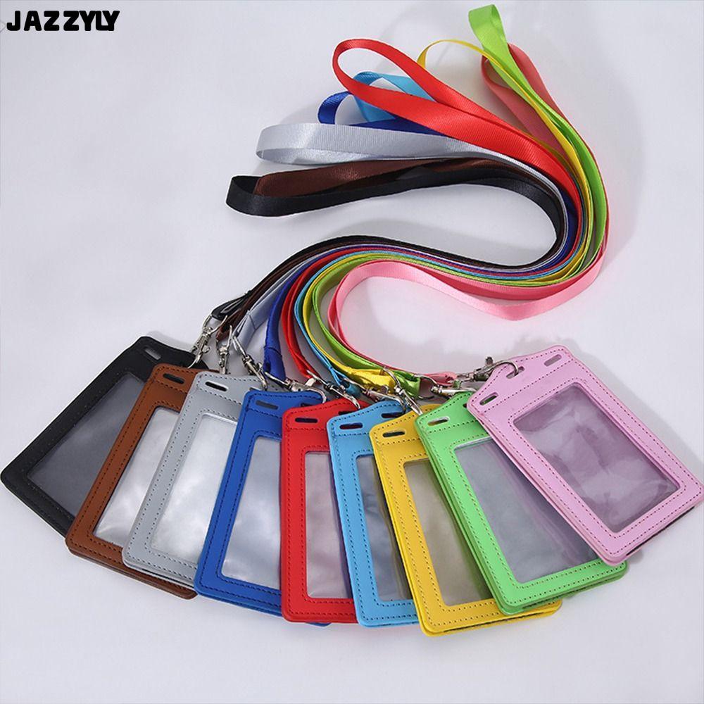 จัดส่งรวดเร็วJAZZYLY ป้ายผู้ถือ,โปร่งใส Tri-fold ID Card Holder,พร้อมช่องใส่การ์ดหนัง PU สําหรับ ID บัตรชื่อธุรกิจแท็กชื่อนักเรียน