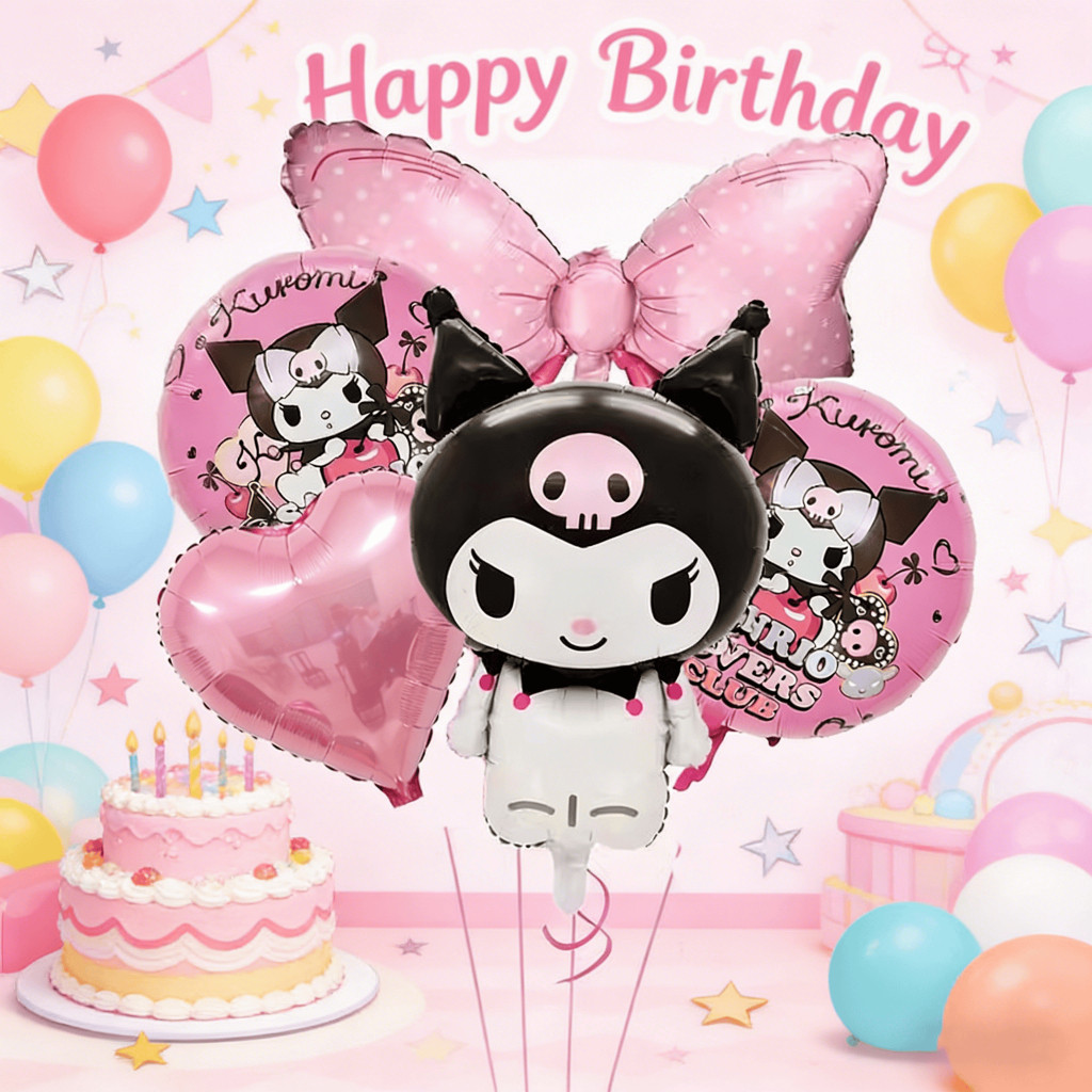 บอลลูนธีมคุโรมิเมโลดี้ (Cinnamoroll, My Melody, Kuromi) ของตกแต่งงานวันเกิดสําหรับเด็กธีมซานริโอ
