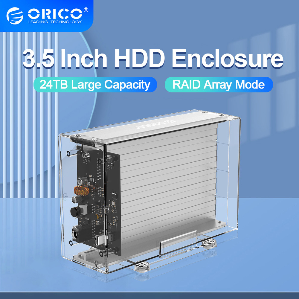 ORICO Dual Bay 3.5 2.5 HDD SSD Enclosure RAID ฮาร์ดไดรฟ์ Docking Station SATA เป็น USB ภายนอก Array