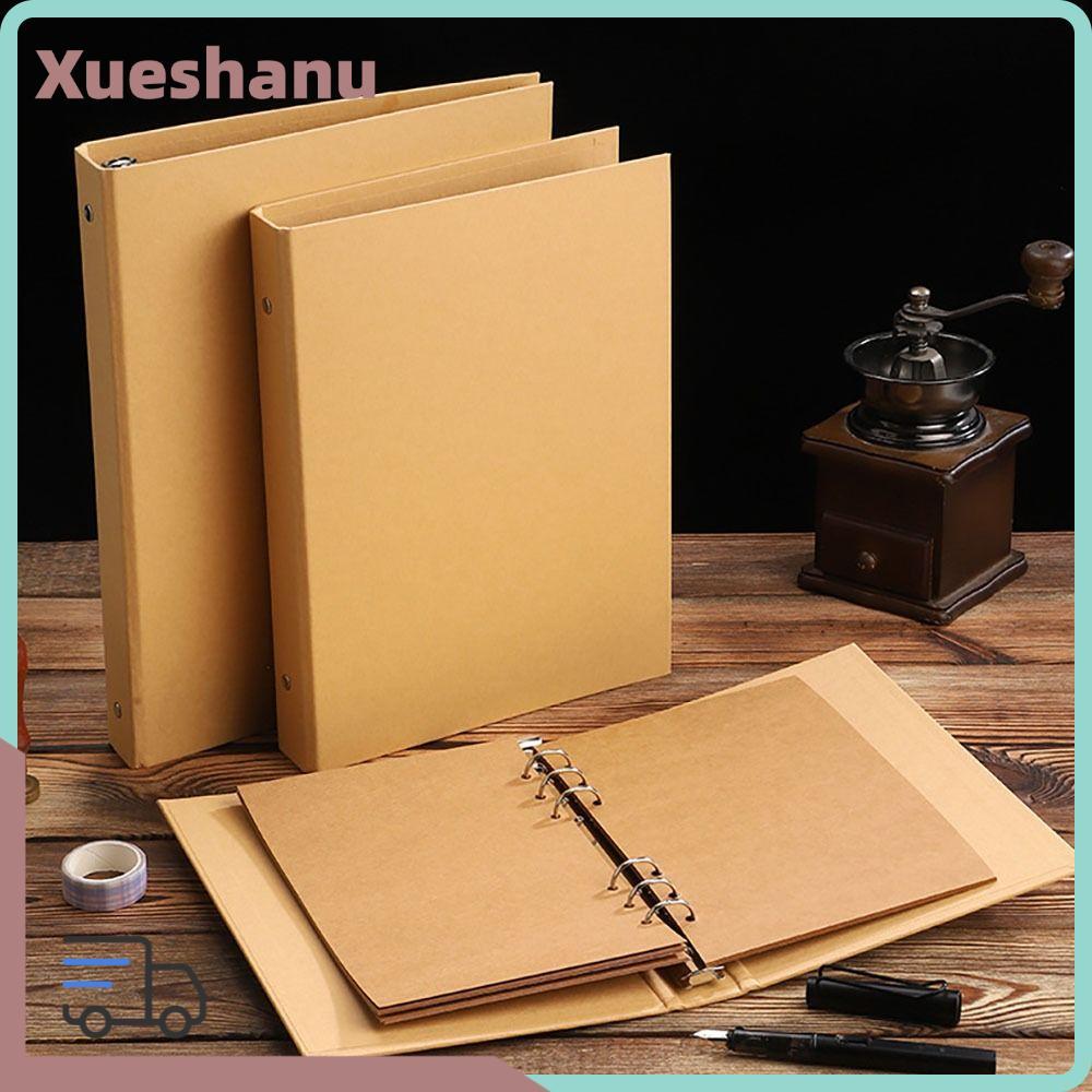 XUESEE Binder แฟ้มคลิป, A5 B5 A4 กระดาษคราฟท์ Binder Cover, กระเป๋าแฟ้มวินเทจ