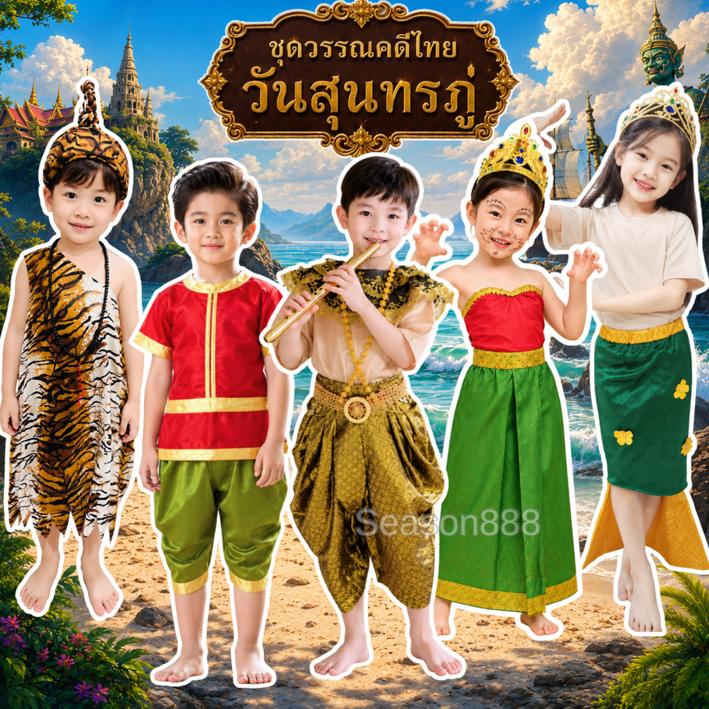ส่งไวจาก กรุงเทพ ชุดไทย ชุดวรรณคดีไทย วันภาษาไทย ชุดสุดสาคร พระอภัยมณี นางเงือก ผีเสื้อสมุทร ชุดฤาษี สุนทรภู่
