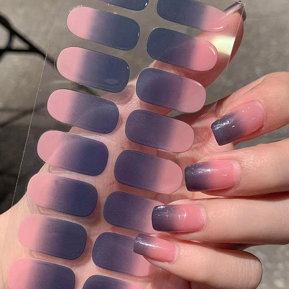 Gradient Nail Patch สติ๊กเกอร์ติดเล็บเจลกึ่งโค้งสีเล็บ D7t2