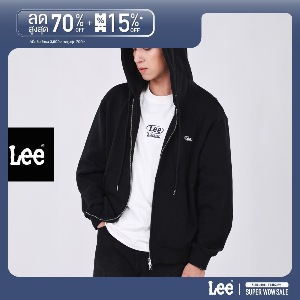 LEE เสื้อฮู้ดดี้มีซิปผู้ชาย คอลเลคชั่น Lee Bangkok รุ่น LE S426MZIPN01 สีดำ
