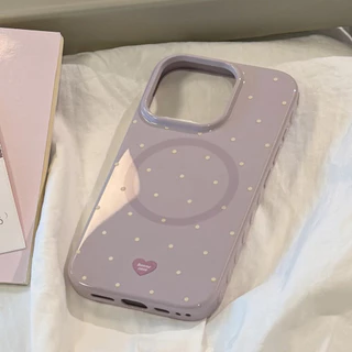 Magnetic Contrast Color Simple Polka Dot iphone เคสโทรศัพท์เหมาะสําหรับ iphone17/16/15/14/13/12 promax เคสป้องกัน
