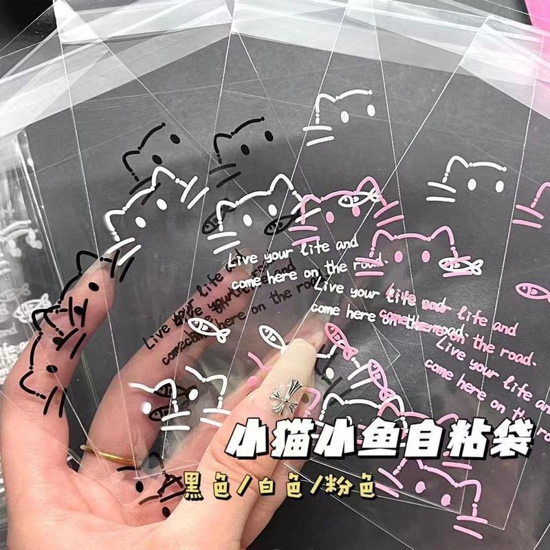 ถุงแก้ว ถุงซิปล็อค น่ารัก ins Kitty Ziplock Bag Aidou ถุงบรรจุภัณฑ์การ์ดขนาดเล็กถุงบรรจุภัณฑ์ถุงของข