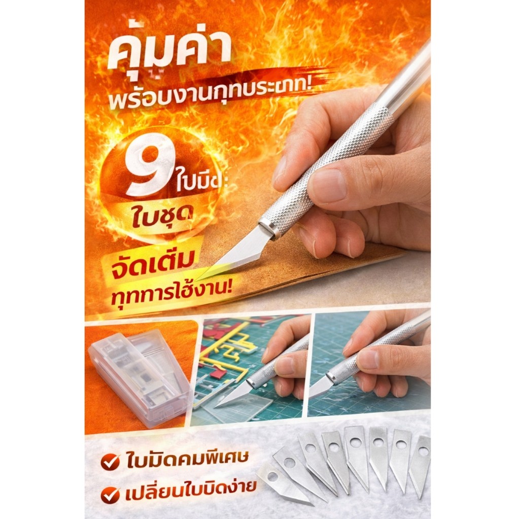 พร้อมส่งมีดแกะสลักโลหะมีดคัตเตอร์แกะสลักความละเอียดสูงพร้อมใบมีดสำรองมีดแกะสลักมีดคัตเตอร์แกะสลักอุปกรณ์ทำงานฝีมือ