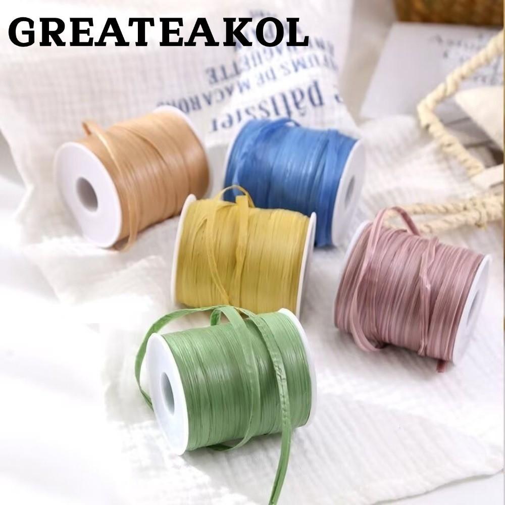 GREATESKOL ด้าย Raffia, 120M ต่อม้วนเป็นมิตรกับสิ่งแวดล้อมตะขอหมวกริบบิ้น, คุณภาพระดับพรีเมียมทนทานทอผ้าโครเชต์เส้นด้าย DIY