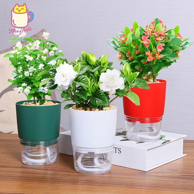 [YPU] 1Pokémon Planting Self พลาสติกใสกระถางดอกไม้ Double-Layer Water Storage การดูดซึมน้ําอัตโนมัติกระถางกระถางดอกไม้มนสn combedท