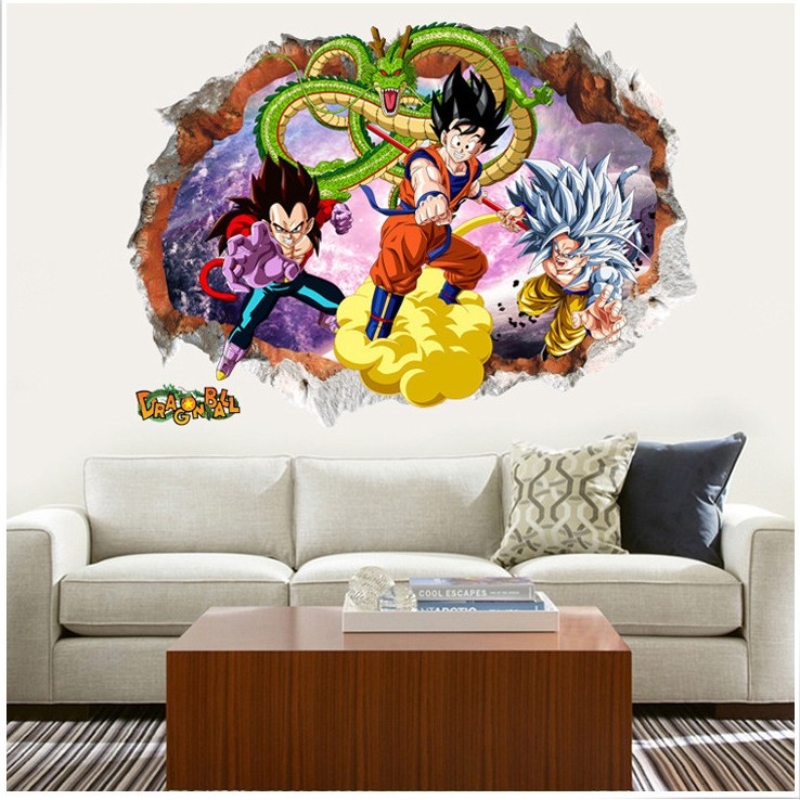 LV224 Dragon Ball สติ๊กเกอร์ติดผนัง Goku Saiyan ภาพวาดตกแต่งห้องเด็กสติ๊กเกอร์ตกแต่ง-Min Brothers Sh
